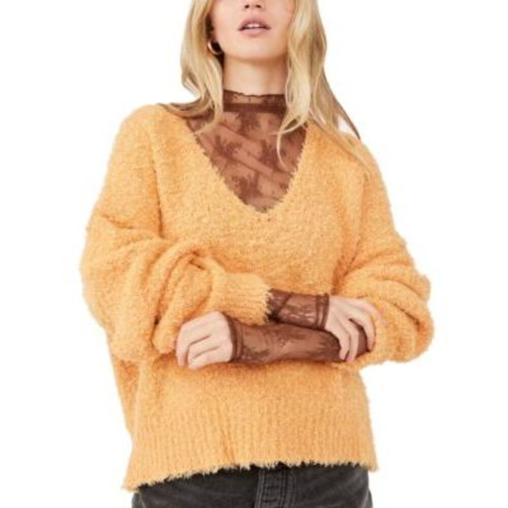 Free People Theo V-Neck Sweater In Goldy - XS